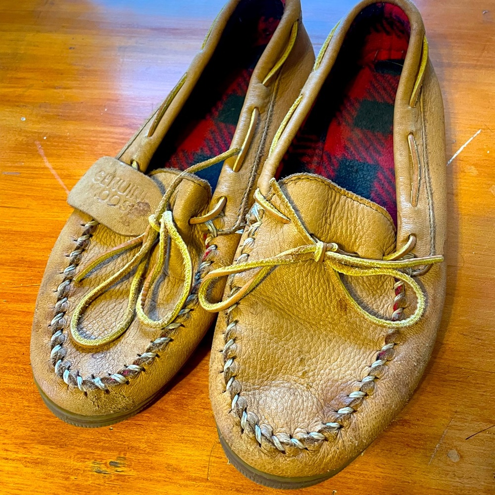 GENUINE MOOSE LEATHER - Flanneled Fleece Lined Moccasins